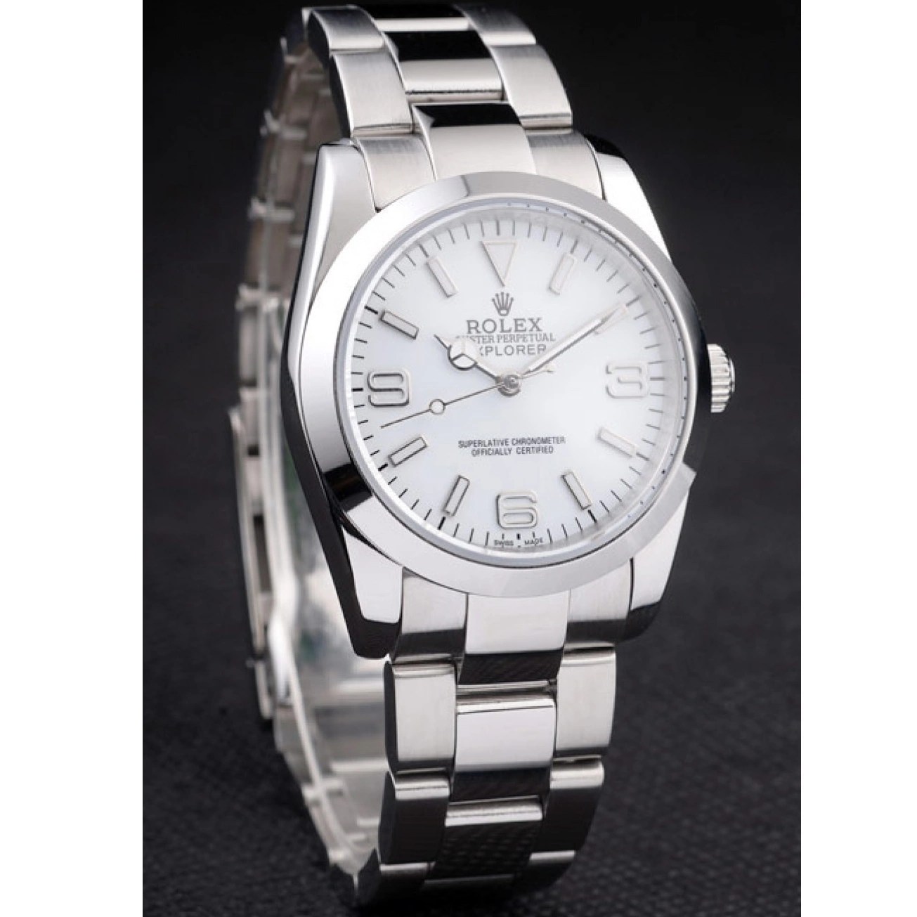 Aaa replica watch Steel 98086 Dial Stainless White Rolex Polished Explorer 0814